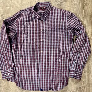 Nautica Men's Burgundy and Navy Plaid Shirt